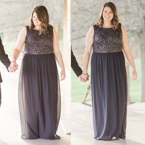 Adrianna Papell Beaded Gown, 16W Midnight Blue